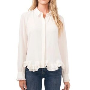 NWT CeCe Ruffle Trim Blouse